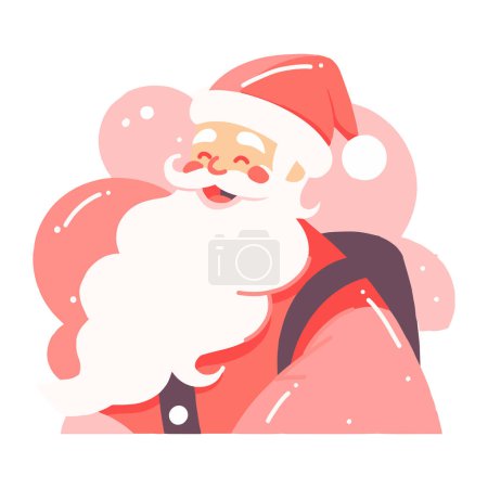 Illustration for Hand Drawn Happy Santa character in flat style isolated on background - Royalty Free Image