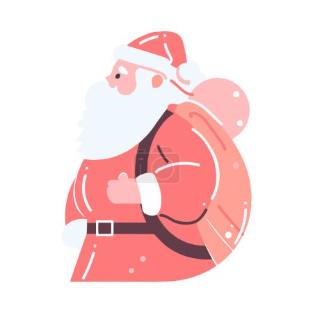 Téléchargez les illustrations : Hand Drawn Happy Santa character in flat style isolated on background - en licence libre de droit