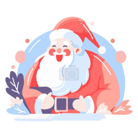 Téléchargez les illustrations : Hand Drawn Happy Santa character in flat style isolated on background - en licence libre de droit