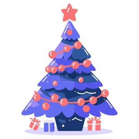 Illustration for Hand Drawn christmas tree in flat style isolated on background - Royalty Free Image