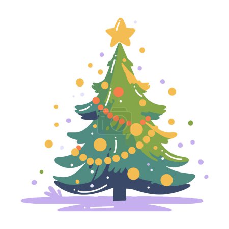 Illustration for Hand Drawn christmas tree in flat style isolated on background - Royalty Free Image