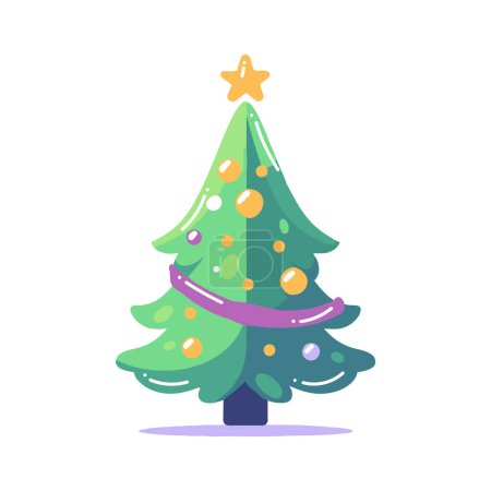 Téléchargez les illustrations : Hand Drawn christmas tree in flat style isolated on background - en licence libre de droit