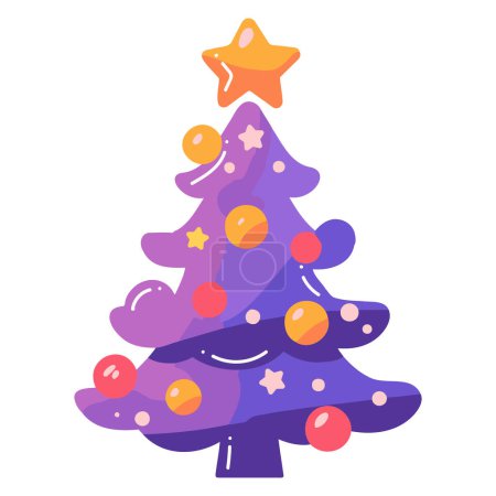 Téléchargez les illustrations : Hand Drawn christmas tree in flat style isolated on background - en licence libre de droit