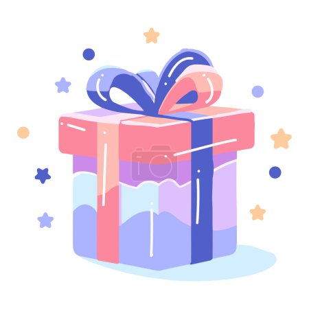 Illustration for Hand Drawn christmas gift box in flat style isolated on background - Royalty Free Image