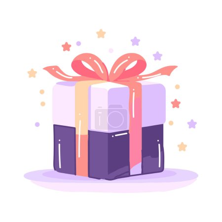 Illustration for Hand Drawn christmas gift box in flat style isolated on background - Royalty Free Image