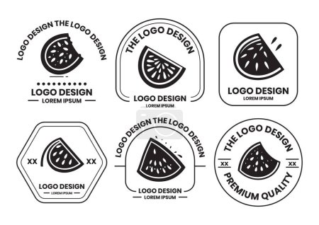 Téléchargez les illustrations : Watermelon logo in flat line art style isolated on background - en licence libre de droit