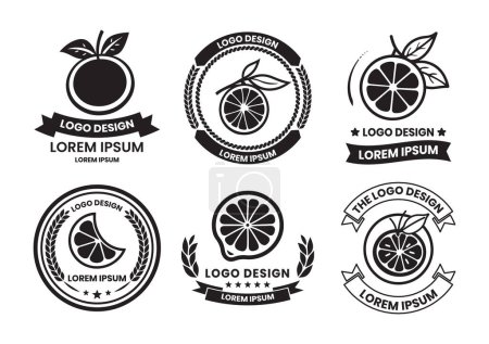 Illustration for Lemon logo in flat line art style isolated on background - Royalty Free Image