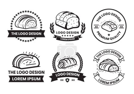 Illustration for Bread loaf logo in flat line art style isolated on background - Royalty Free Image