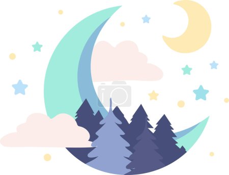 Illustration for Hand Drawn christmas moon in flat style isolated on background - Royalty Free Image