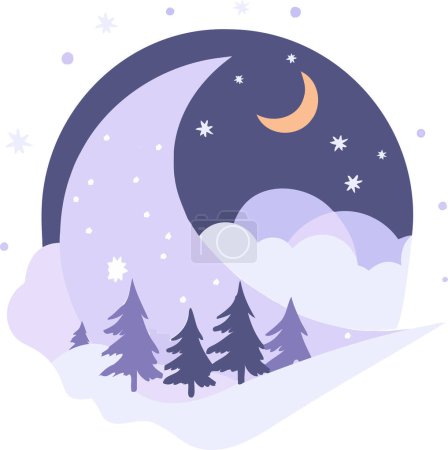 Ilustración de Luna de Navidad dibujada a mano en estilo plano aislado sobre fondo - Imagen libre de derechos