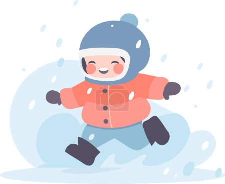 Illustration for Hand Drawn children playing in the snow at christmas in flat style isolated on background - Royalty Free Image