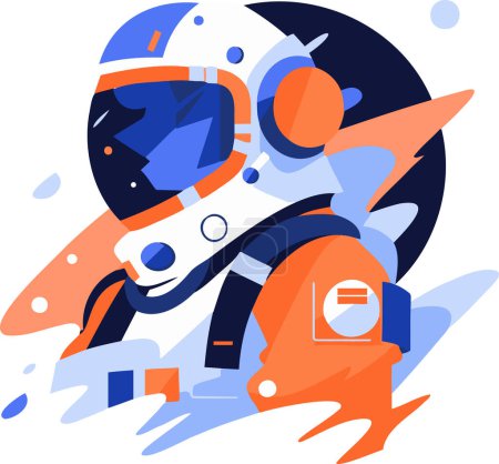 Téléchargez les illustrations : Astronaute dessiné à la main dans un style plat isolé sur fond - en licence libre de droit