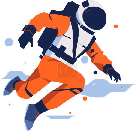 Téléchargez les illustrations : Astronaute dessiné à la main dans un style plat isolé sur fond - en licence libre de droit