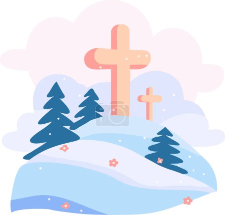 Illustration for Hand Drawn christmas cross in flat style isolated on background - Royalty Free Image