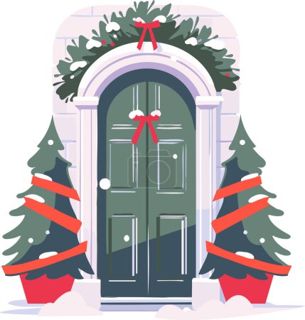 Illustration for Hand Drawn Christmas door in flat style isolated on background - Royalty Free Image