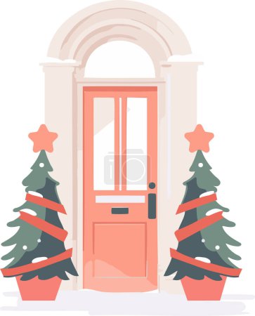 Ilustración de Puerta de Navidad dibujada a mano en estilo plano aislado sobre fondo - Imagen libre de derechos