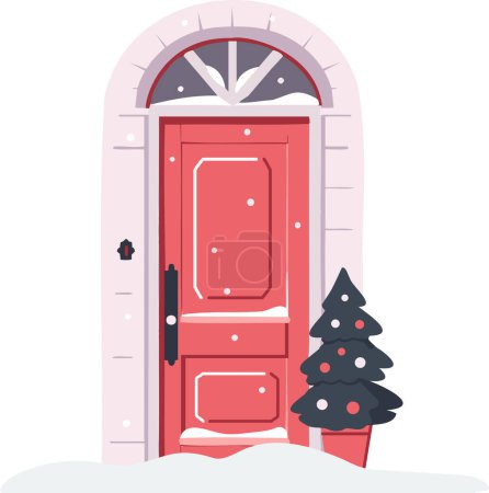 Ilustración de Puerta de Navidad dibujada a mano en estilo plano aislado sobre fondo - Imagen libre de derechos