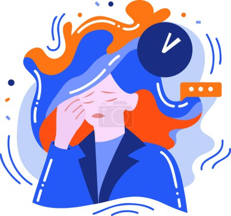 Illustration for Hand Drawn office worker who is tired from work in flat style isolated on background - Royalty Free Image