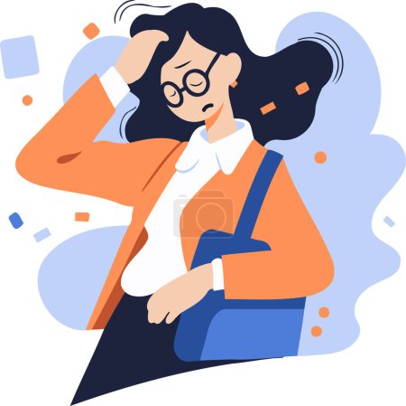 Illustration for Hand Drawn office worker who is tired from work in flat style isolated on background - Royalty Free Image
