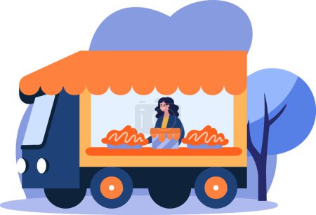 Illustration for Hand Drawn Food Truck or Street Food in flat style isolated on background - Royalty Free Image