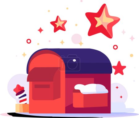 Illustration for Hand Drawn Christmas mailbox in flat style isolated on background - Royalty Free Image