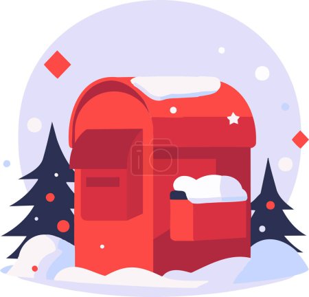 Illustration for Hand Drawn Christmas mailbox in flat style isolated on background - Royalty Free Image