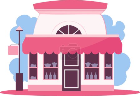 Illustration for Hand Drawn cafe building in flat style isolated on background - Royalty Free Image