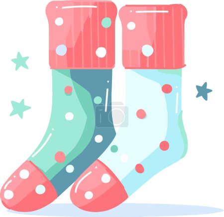 Ilustración de Calcetines navideños dibujados a mano en estilo plano aislados sobre fondo - Imagen libre de derechos