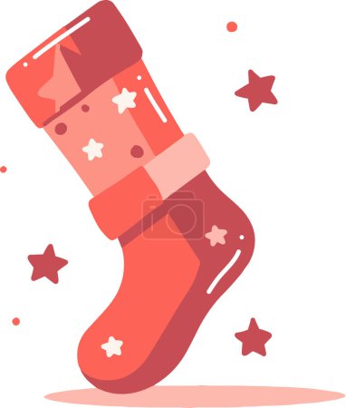 Illustration for Hand Drawn Christmas santa socks in flat style isolated on background - Royalty Free Image