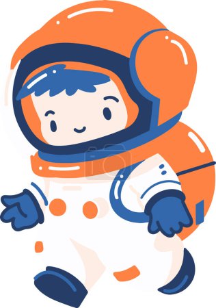Téléchargez les illustrations : Garçon astronaute dessiné à la main dans un style plat isolé sur fond - en licence libre de droit