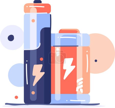 Ilustración de Batería de almacenamiento de energía extraída a mano en estilo plano aislado sobre fondo - Imagen libre de derechos