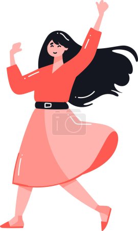 Illustration for Hand Drawn happy woman dancing in flat style isolated on background - Royalty Free Image
