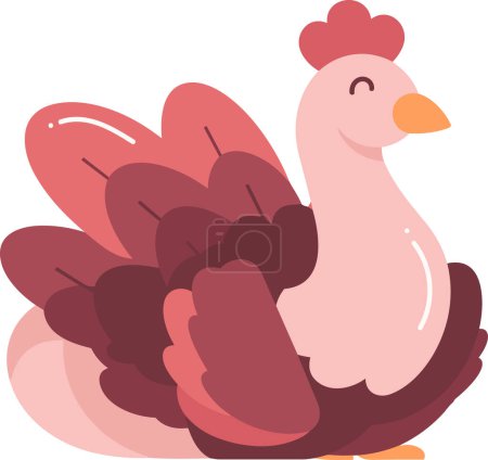 Illustration for Hand Drawn thanksgiving turkey in flat style isolated on background - Royalty Free Image