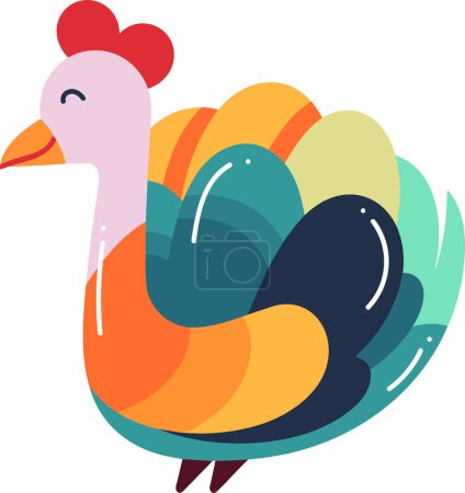 Illustration for Hand Drawn thanksgiving turkey in flat style isolated on background - Royalty Free Image