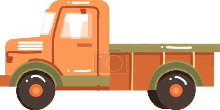 Illustration for Hand Drawn orange truck in flat style isolated on background - Royalty Free Image