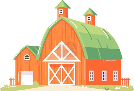 Illustration for Hand Drawn barns and farms in flat style isolated on background - Royalty Free Image