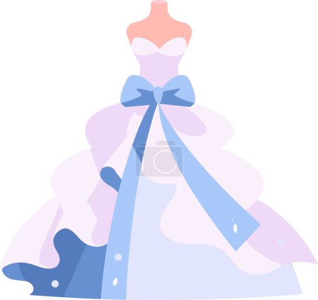 Illustration for Hand Drawn beautiful and elegant wedding dress in flat style isolated on background - Royalty Free Image
