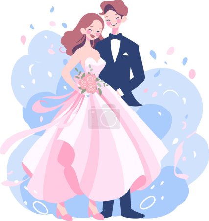 Illustration for Hand Drawn couple in wedding dresses in flat style isolated on background - Royalty Free Image