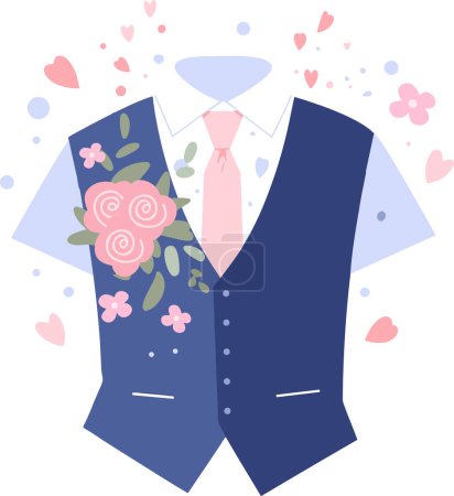 Illustration for Hand Drawn luxury groom suit in flat style isolated on background - Royalty Free Image