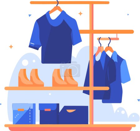Illustration for Hand Drawn clothing stores and shops in shopping malls in flat style isolated on background - Royalty Free Image