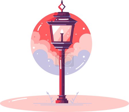Illustration for Hand Drawn Christmas electricity pole in flat style isolated on background - Royalty Free Image