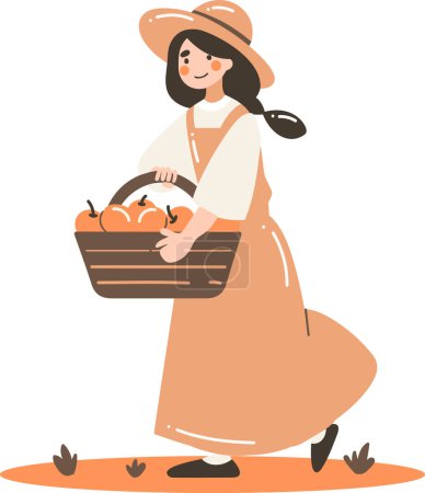 Illustration for Hand Drawn happy female farmer in flat style isolated on background - Royalty Free Image