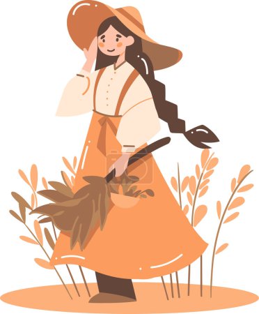 Illustration for Hand Drawn happy female farmer in flat style isolated on background - Royalty Free Image