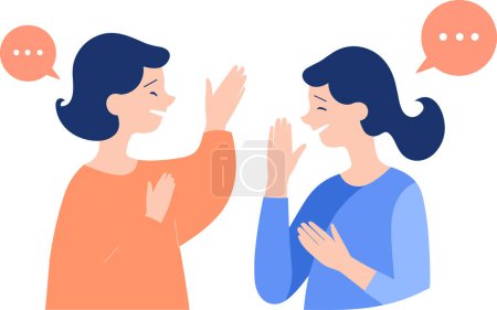 Illustration for Hand Drawn mother and child talking happily in flat style isolated on background - Royalty Free Image