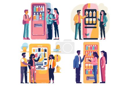 Illustration for Hand Drawn Office worker with water dispenser in flat style isolated on background - Royalty Free Image