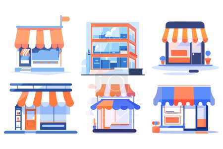 Illustration for Storefront facade for online stores in UX UI flat style isolated on background - Royalty Free Image