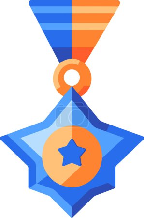 Téléchargez les illustrations : Médailles pour les gagnants dans le style UX UI plat isolé sur fond - en licence libre de droit