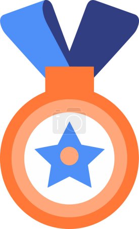 Téléchargez les illustrations : Médailles pour les gagnants dans le style UX UI plat isolé sur fond - en licence libre de droit