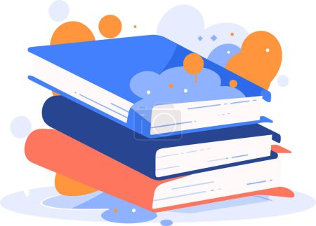 Téléchargez les illustrations : Livres pour enfants et éducation dans le style UX UI plat isolé sur fond - en licence libre de droit