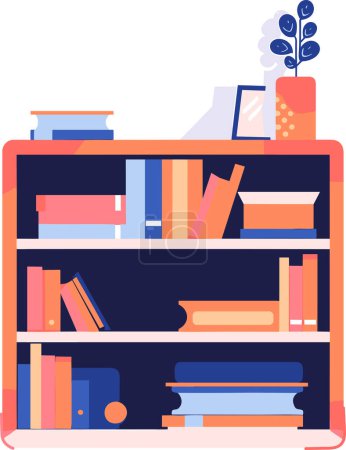 Illustration for Bookshelves and filing cabinets in the office in UX UI flat style isolated on background - Royalty Free Image